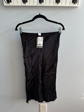H&M Black Midi Silk Slip Skirt